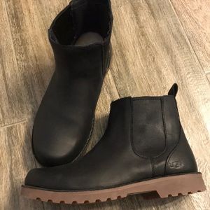 Black leather UGG boot
